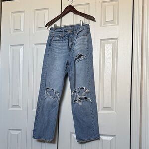 American Eagle Outfitters Distressed Blue Jeans HIGHEST RISE 90S BOYFRIEND